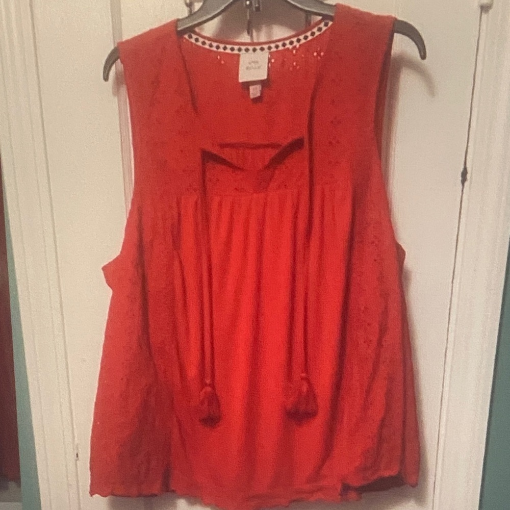 Knox Rose Vibrant Red Lace Detail Blouse